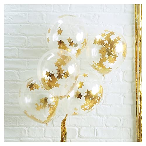Ginger Ray Goldene Stern-Konfetti-Luftballons, transparent, für Partys, Weihnachten, 5 Stück von Ginger Ray
