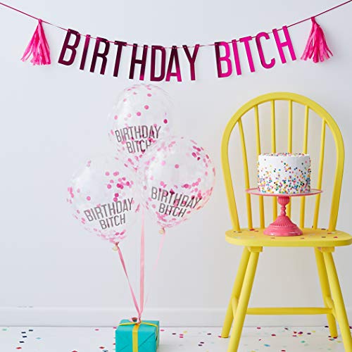 Ginger Ray Hot Pink Birthday Bitch Luftballons Wimpelkette Banner Mädchen Dekorationen freche Party von Ginger Ray