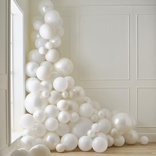 Ginger Ray Luxury White & Cream Balloon Arch with 120 Latex Balloons with Faux Pearls Wedding Decoration von Ginger Ray