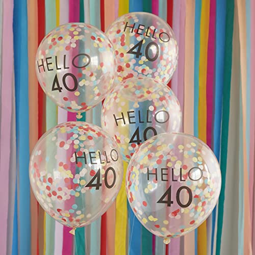 Ginger Ray Hello 40 Milestone Birthday 30,5 cm Latex-Luftballons für 40. Geburtstag Party Dekoration – 5 Stück von Ginger Ray