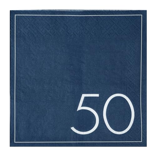 Ginger Ray Papierservietten, zum 50. Geburtstag, Marineblau, 16 Stück, Mittel von Ginger Ray