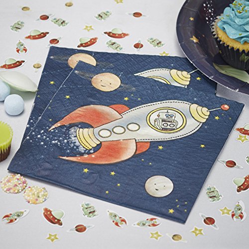 Ginger Ray Papierservietten für Kinder, Motiv: Weltraum, Abenteuer, Party, Raumschiff, 20 Stück von Ginger Ray