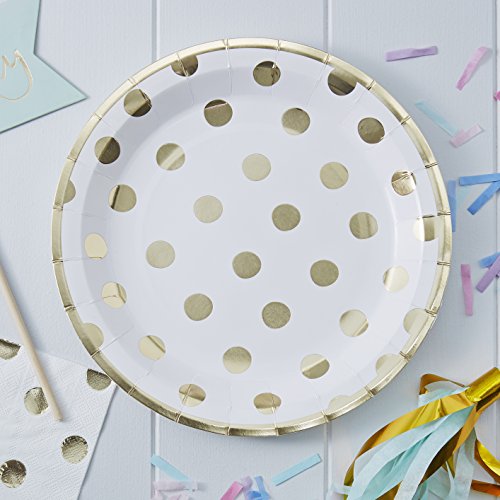 Ginger Ray Gold Foiled Polka Dot Paper Party Plates 8 Pack Pick & Mix, Papier, Multi von Ginger Ray