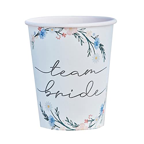 Ginger Ray Hen Party Floral Printed 'Team Partybecher aus Pappe, 8 Stück, 8 Count (Pack of 1) von Ginger Ray
