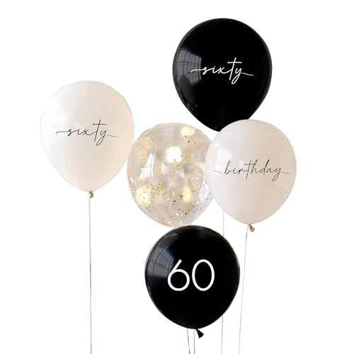 Ginger Ray Party-Luftballons zum 60. Geburtstag, Schwarz, Nude, Creme und Gold von Ginger Ray