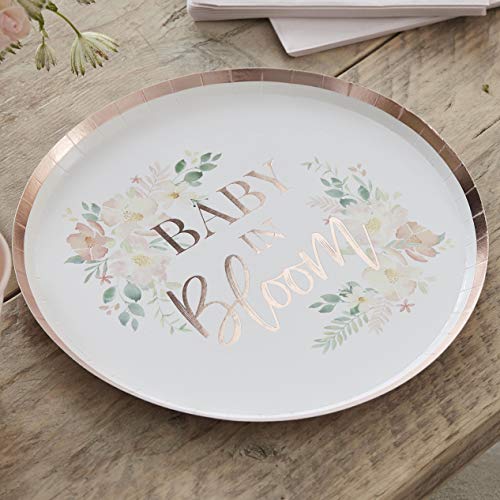Ginger Ray Party-Teller, Rotgold-Folie, Baby in Bloom, 8 Stück, Babyparty, Rotgold-Folie, Baby in In Ginger Ray Party-Teller, Rotgold-Folie, Baby in Bloom, 8 Stück, Babyparty, Rotgold-Folie, Baby in In von Ginger Ray