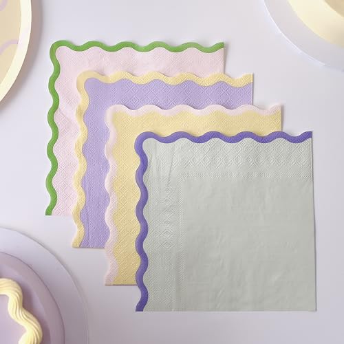 Ginger Ray Pastel Swirl Lilac Yellow Green & Pink Paper Napkins with Wiggly Edge Party Tableware 16 Pack Ginger Ray Pastel Swirl Lilac Yellow Green & Pink Paper Napkins with Wiggly Edge Party Tableware 16 Pack von Ginger Ray