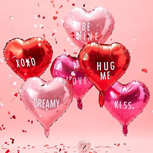 Ginger Ray Personalisierbare Herz-Luftballons mit Aufklebern – 6 Stück – „Be My Valentine“, Mehrfarbig von Ginger Ray