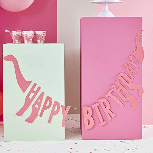 Ginger Ray Rosa Mädchen Dinosaurier Papier Party Happy Birthday Banner Wimpelkette Dekoration Ginger Ray Rosa Mädchen Dinosaurier Papier Party Happy Birthday Banner Wimpelkette Dekoration von Ginger Ray