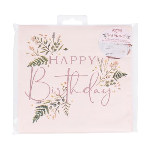 Ginger Ray Rose Gold Foiled Afternoon Tea Paper Napkins Party-Servietten mit Aufschrift Happy Birthday, Papier, Mittel Ginger Ray Rose Gold Foiled Afternoon Tea Paper Napkins Party-Servietten mit Aufschrift Happy Birthday, Papier, Mittel von Ginger Ray