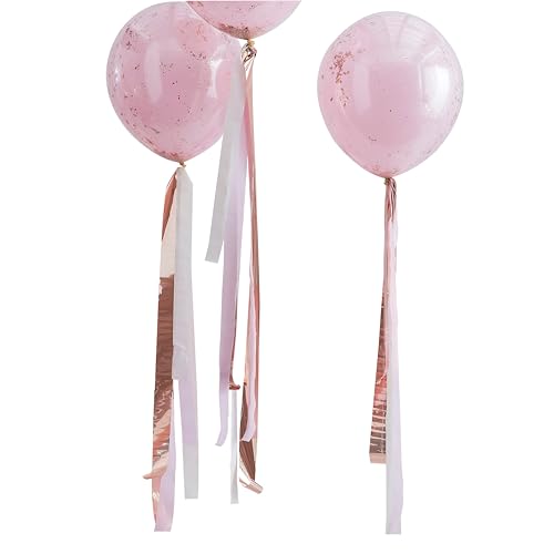 Ginger Ray Rotgoldene Folie und rosa Seidenpapier-Luftschlangen Ballonschwänze, Party-Dekorationen von Ginger Ray