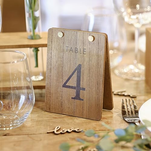 Ginger Ray Rustikale Tischnummern in Zeltform aus Holz für Hochzeiten, Tischdekorationen, 12 Stück, Neutral Ginger Ray Rustikale Tischnummern in Zeltform aus Holz für Hochzeiten, Tischdekorationen, 12 Stück, Neutral von Ginger Ray