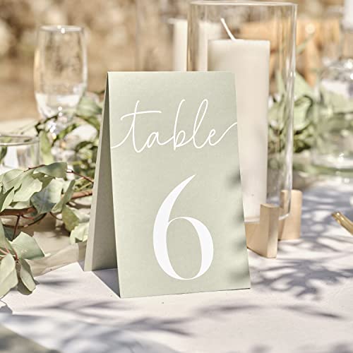 Ginger Ray Sage Card 1-12 Wedding Tischnummern 12 Stück, Grün von Ginger Ray