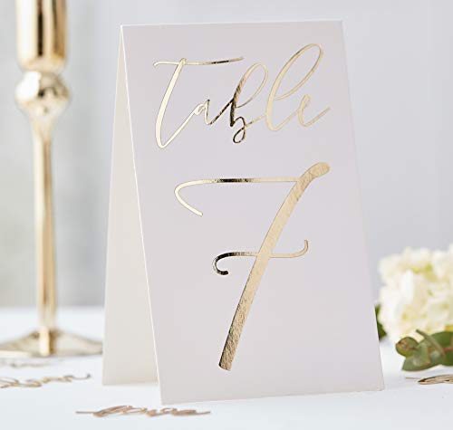 Ginger Ray Tischnummern für Hochzeiten, 1–12 Dekorationen, goldfarben, 12 Stück von Ginger Ray