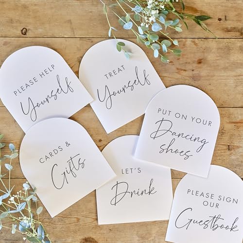 Ginger Ray Tischschilder aus weißem Karton für Wegbeschreibungen zum Veranstaltungsort einer Hochzeit, 6er-Pack, White Ginger Ray Tischschilder aus weißem Karton für Wegbeschreibungen zum Veranstaltungsort einer Hochzeit, 6er-Pack, White von Ginger Ray