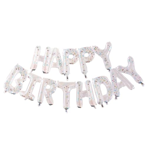 Ginger Ray Transparentes Regenbogen-Konfetti gefüllt "Happy Birthday" Ballonbanner Wimpelkette Partydekoration 1,5 m lang von Ginger Ray