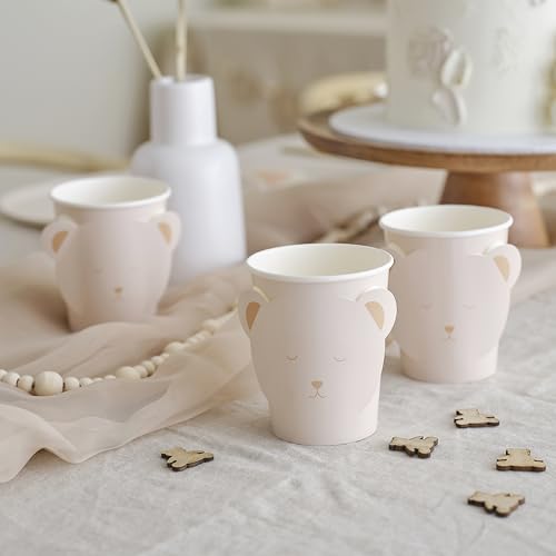 Ginger Ray Weiße Pappbecher mit ausklappbaren Teddybär-Ohren, Babyparty-Geschirr, 8er-Pack, Neutral Ginger Ray Weiße Pappbecher mit ausklappbaren Teddybär-Ohren, Babyparty-Geschirr, 8er-Pack, Neutral von Ginger Ray