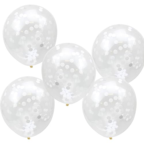 Ginger Ray Party-Luftballons mit Konfetti, gefüllt, rustikal, Landhausstil, transparent/weiß, 5 Stück von Ginger Ray