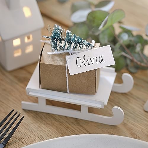 Ginger Ray White Sleigh Christmas Table Tischkarten, Tischdekoration, 4 Stück Ginger Ray White Sleigh Christmas Table Tischkarten, Tischdekoration, 4 Stück von Ginger Ray