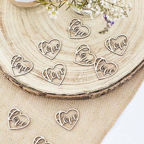 Ginger Ray Wooden Cut Out Love Heart 24 Stück, Natur von Ginger Ray