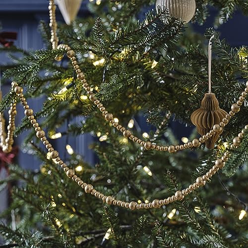 Ginger Ray Wooden Gold Beaded Christmas Luftschlangen Girlande Hängedeko 3m von Ginger Ray