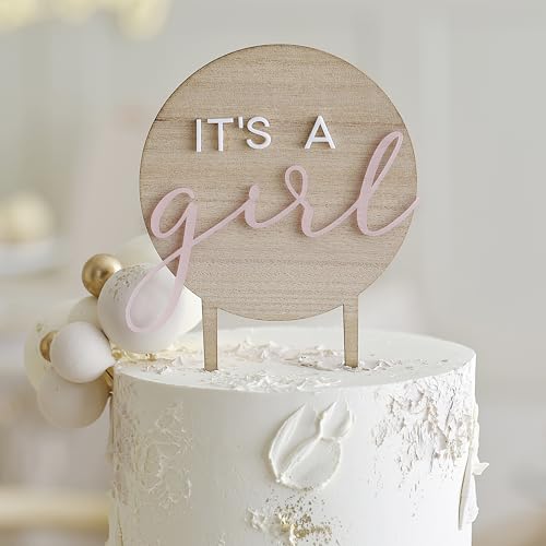 Ginger Ray Wooden Pink 'It's a Girl' Cake Topper Baby Shower Cake Decoration Ginger Ray Wooden Pink 'It's a Girl' Cake Topper Baby Shower Cake Decoration von Ginger Ray