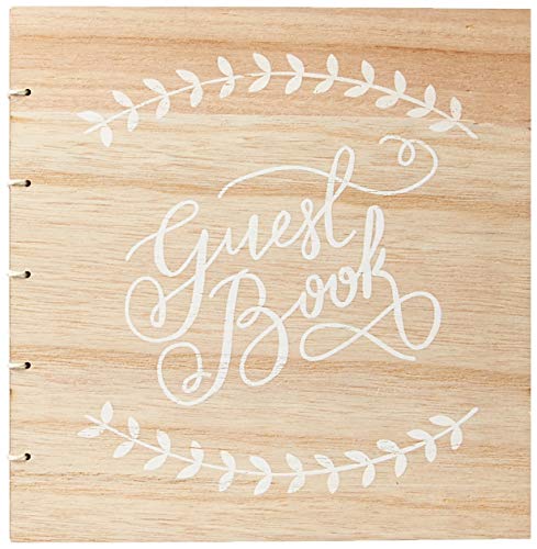 Ginger Ray with White Script Font Hochzeits-Gästebuch aus Holz mit weißer Schrift Boho, Keine Angabe, beige, 32 Page von Ginger Ray