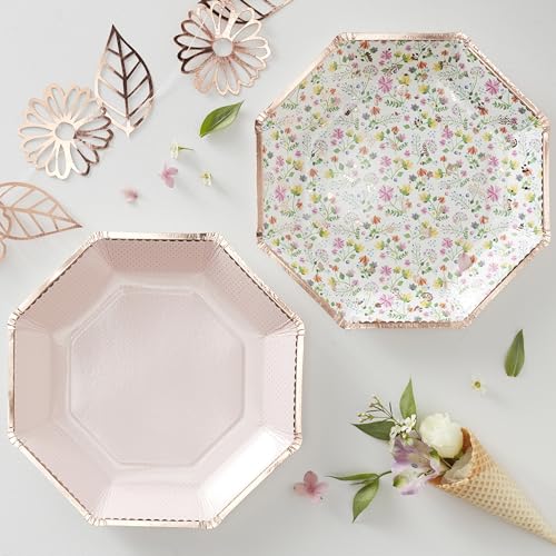 Ginger RayDitsy Floral Roségold foliertes Partyteller-Geschirr aus Papier, 8er-Pack Ginger RayDitsy Floral Roségold foliertes Partyteller-Geschirr aus Papier, 8er-Pack von Ginger Ray