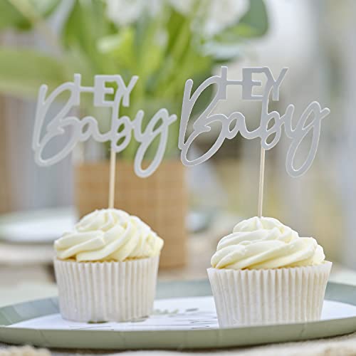 Hey Baby Sage Baby Shower Cupcake Topper von Ginger Ray