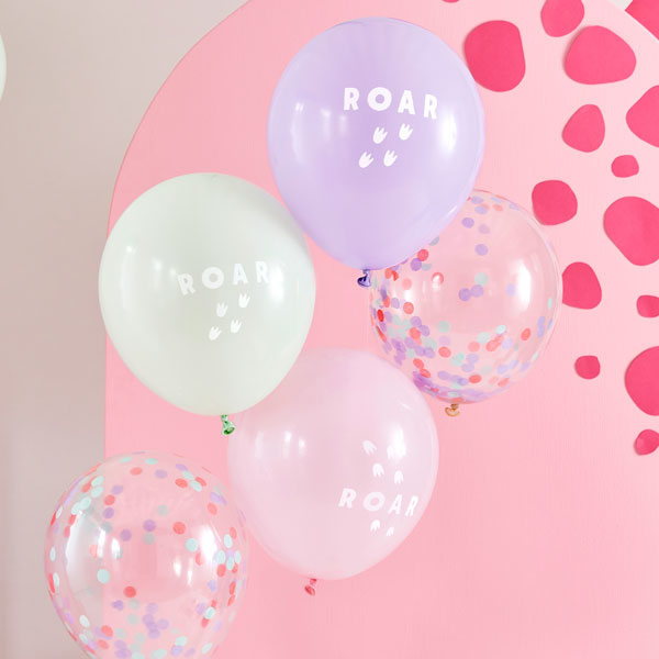 Latexballons "Roar", 3 bunte und 2 Konfettiballons, Ø 30cm Latexballons "Roar", 3 bunte und 2 Konfettiballons, Ø 30cm von Ginger Ray