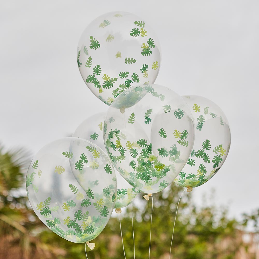 Palmen-Konfetti-Ballons mit grünem Konfetti, 5 Stück Palmen-Konfetti-Ballons mit grünem Konfetti, 5 Stück von Ginger Ray