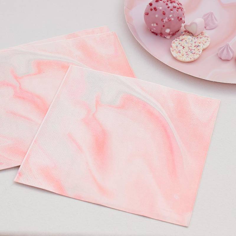 Papierservietten mit Marmordruck in rosa, 8er Pack, 33cm x 33cm Papierservietten mit Marmordruck in rosa, 8er Pack, 33cm x 33cm von Ginger Ray