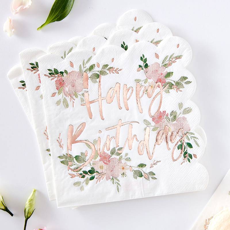 Servietten Blumenmotiv mit Aufdruck in rosegold, 16er Pack, 33cm x 33cm Servietten Blumenmotiv mit Aufdruck in rosegold, 16er Pack, 33cm x 33cm von Ginger Ray