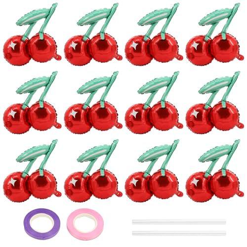 12 Stück 50,8 cm große Kirsch-Luftballons, rote Kirsch-Folienballons, Kirschen Motto-Party-Dekorationen für Babyparty, Kirsch-Sommer-Themen-Geburtstagsparty-Dekoration 12 Stück 50,8 cm große Kirsch-Luftballons, rote Kirsch-Folienballons, Kirschen Motto-Party-Dekorationen für Babyparty, Kirsch-Sommer-Themen-Geburtstagsparty-Dekoration von Giococo