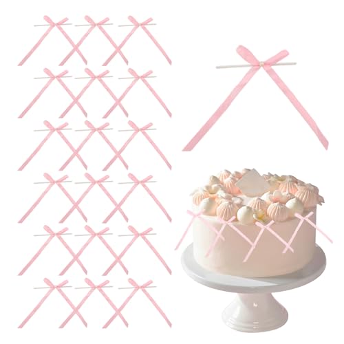 18 Stück Schleifen-Kuchenaufsätze, rosa Schleifen, für Kuchen, Geburtstagsparty, Kokette, Motto-Party, Hochzeit, Babyparty, Verlobung, Dessert, Dekor 18 Stück Schleifen-Kuchenaufsätze, rosa Schleifen, für Kuchen, Geburtstagsparty, Kokette, Motto-Party, Hochzeit, Babyparty, Verlobung, Dessert, Dekor von Giococo