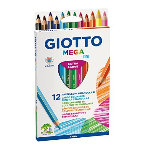 GIOTTO Mega Tri, Dickkern Buntstifte, 12er Kartonetui, farbig sortiert von Giotto