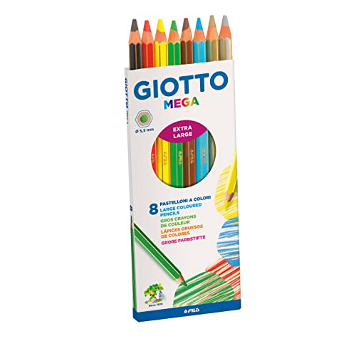 Giotto 2254 00 - Mega, Kartonetui 8 sortierte Dickkernfarbstifte von GIOTTO