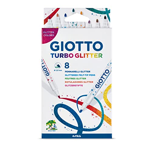 Giotto 4258 00 - Turbo Glitter, 8 Fasermaler, bunt von GIOTTO