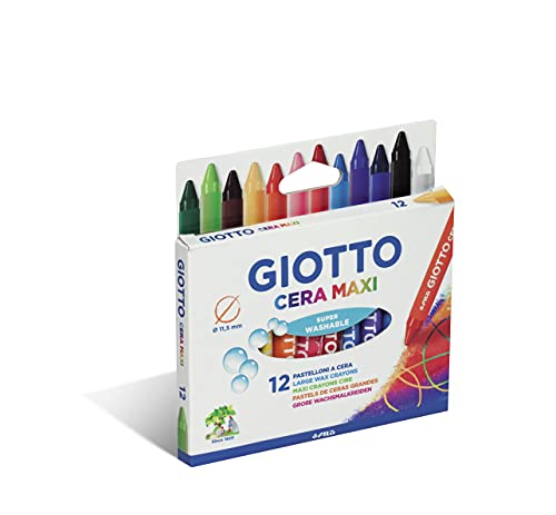 Giotto 949302 Bunte Wachsmalstifte Maxi-Grösse, 12 Stück von GIOTTO