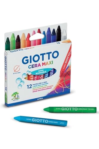 Giotto 949302 Bunte Wachsmalstifte Maxi-Grösse, 12 Stück von GIOTTO