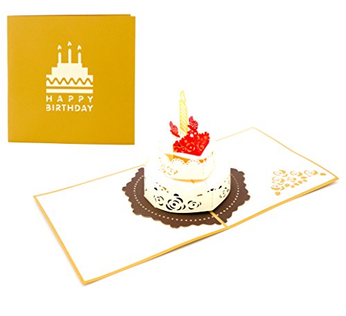 3D Klappkarte, handgearbeitete Grußkarte, Glückwunschkarte zum Geburtstag, inklusive Umschlag und Schutzfolie (Happy Birthday - Torte) von Gipfelstürmer
