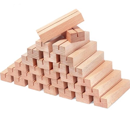 Gipizi Kartenhalter Holz 30 Stück Tischkartenhalter Buche Fotohalter,A6 Menükartenhalter für Restaurants, Tischnummer Platzkartenhalter für Hochzeiten, Bankette und Partys von Gipizi