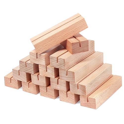Gipizi Kartenhalter Holz 16 Stück Tischkartenhalter Buche Fotohalter, Menükartenhalter für Restaurants, Tischnummer Platzkartenhalter für Hochzeiten, Bankette und Partys von Gipizi