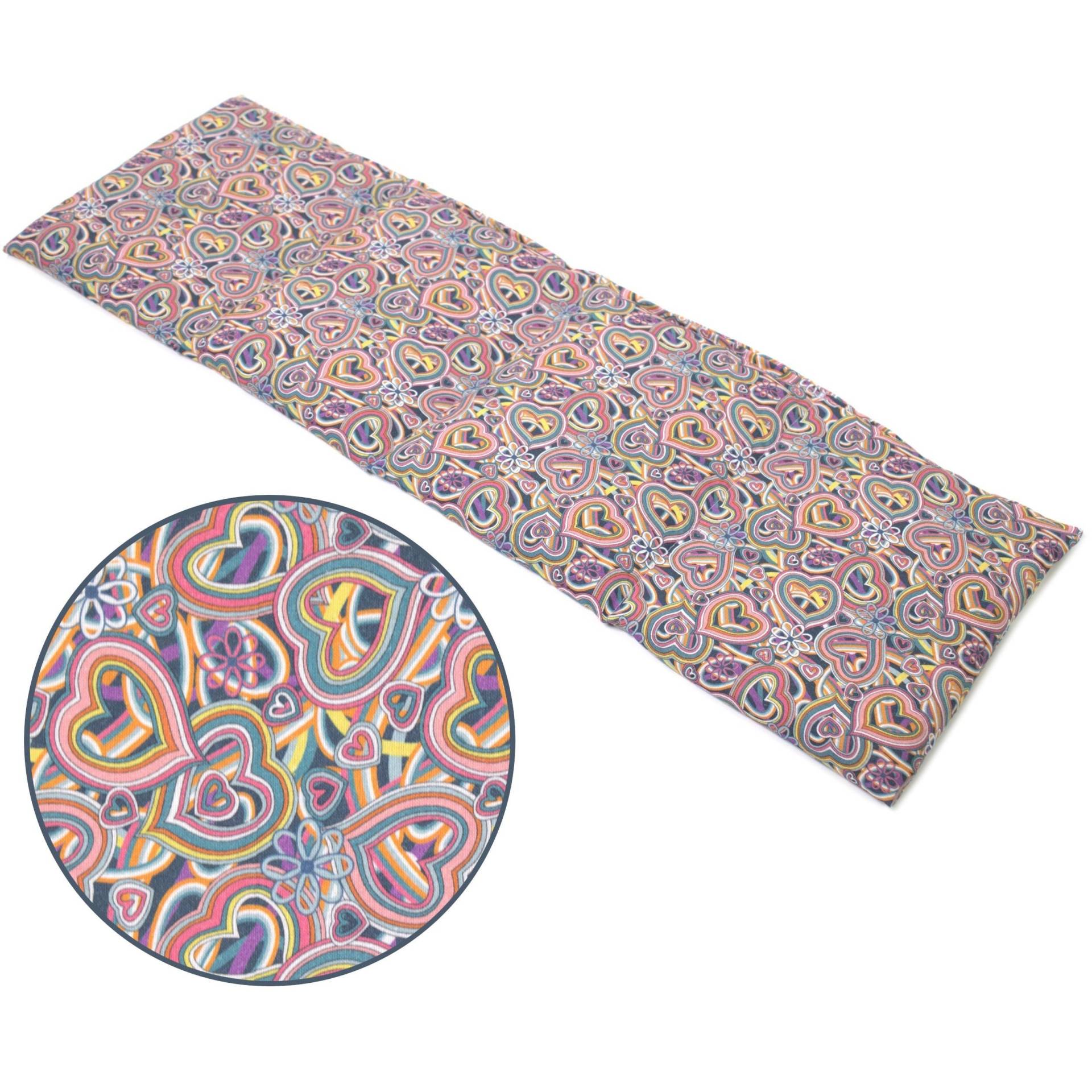 Körnerkissen 60x20cm 4-Kammer | Bio-stoff Psychedelic Heart Wärmekissen Und Kältekissen Für Mikrowelle, Backofen & Gefrierfach Körnerkissen 60x20cm 4-Kammer | Bio-stoff Psychedelic Heart Wärmekissen Und Kältekissen Für Mikrowelle, Backofen & Gefrierfach von Giraffenland