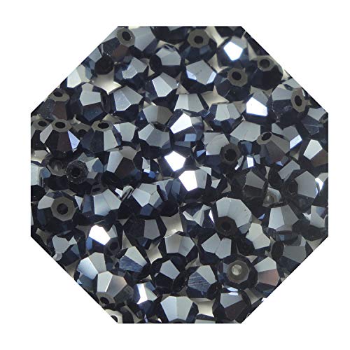 100 Hochwertige Kristall Glasschliffperlen - Perlen - Glasperlen - Bicone - Facettiert - Konisch - 4 mm - Jet Hematit von Girahlutions - Schmuckperlen