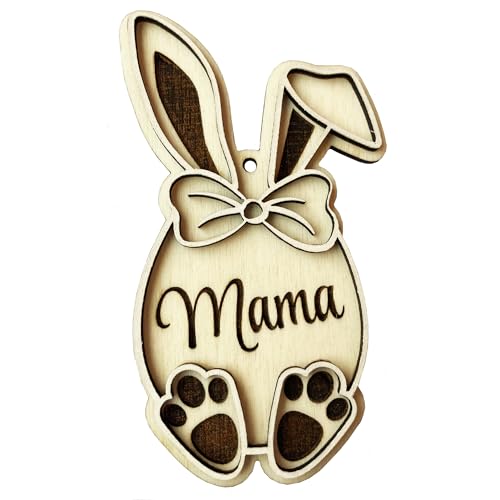 Holz Osteranhänger Geschenkanhänger Anhänger Ostern Osterhase Osterei Deko Ornament mit Gravur Wunschname Name Personalisiert Variante 1 (ca.120x67mm) von Girahlutions