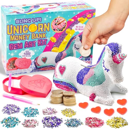 GirlZone Einhorn-Spardose Diamond Painting Set, Diamantmalerei Kunstset für Kinder, über 4000 Edelsteine & 2 Applikatorstifte, Kreative Geschenkidee für Mädchen 8-10 GirlZone Einhorn-Spardose Diamond Painting Set, Diamantmalerei Kunstset für Kinder, über 4000 Edelsteine & 2 Applikatorstifte, Kreative Geschenkidee für Mädchen 8-10 von GirlZone