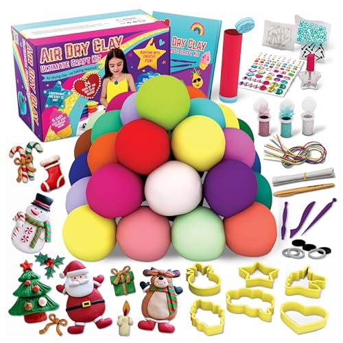 GirlZone Geschenke für Mädchen Lufttrocknender Ton Bastel-Set, über 100-teiliges Modelliermasse-Set, Lufttocknender Ton für Kinder kein Backen Erforderlich, Basteln für Mädchen von GirlZone