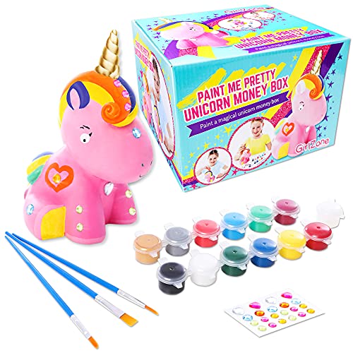 GirlZone Geschenke für Mädchen -Spardose Einhorn zum Basteln und Malen - Bastelset für Mädchen mit Pinseln, Malfarben, Schmucksteinen und Stickern Sparschwein Kinder 4-12 GirlZone Geschenke für Mädchen -Spardose Einhorn zum Basteln und Malen - Bastelset für Mädchen mit Pinseln, Malfarben, Schmucksteinen und Stickern Sparschwein Kinder 4-12 von GirlZone