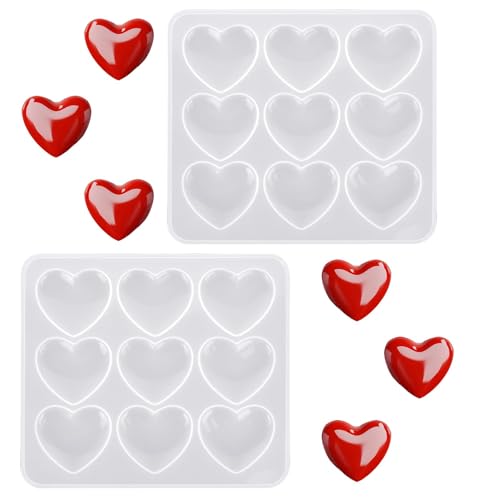 2 Stück Herzform Silikonform, Liebe Herz Epoxidharz Herzförmige Silikonform Neun Gitter Kerzenformen für DIY Basteln Handgemachte Seifen Schmuck Herz Anhänger 2 Stück Herzform Silikonform, Liebe Herz Epoxidharz Herzförmige Silikonform Neun Gitter Kerzenformen für DIY Basteln Handgemachte Seifen Schmuck Herz Anhänger von Girlove